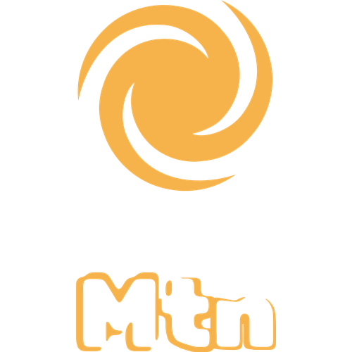 logo with a galaxy shape with the name of the fictional company MTN